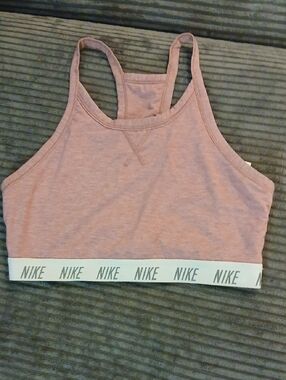 Nike Pink Racerback Sports Bra with White Logo Band